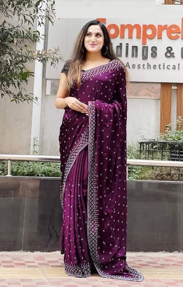 ইন্ডিয়ান জর্জেট শাড়ি ব্লাউজ পিস সহ
