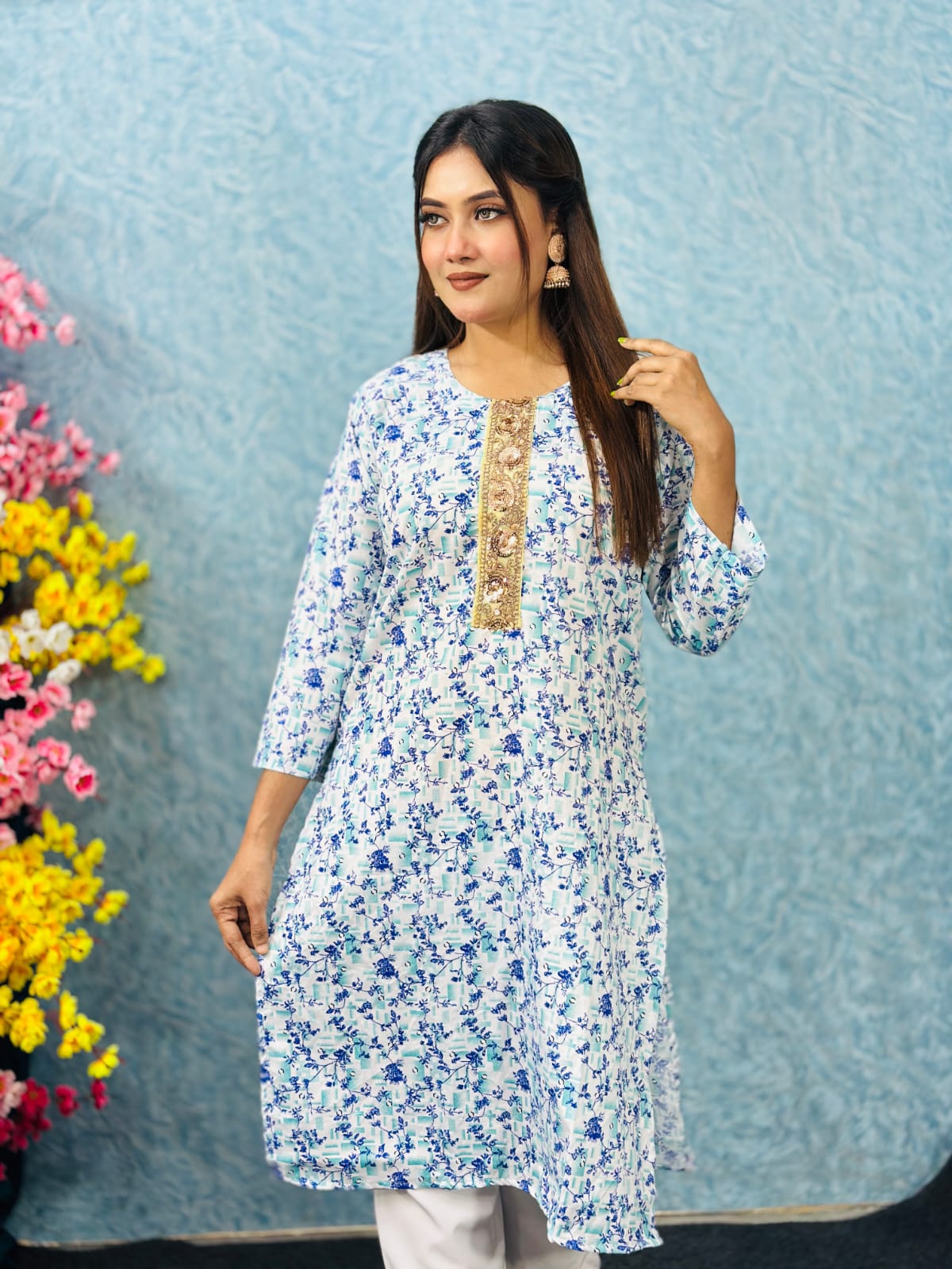 নিউ কটন ২ পিস সেট: জামা+পায়জামা